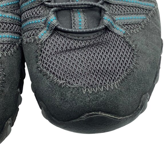 Skechers Women 7.5 Leather Blend Slip On Athletic Sneakers Gray Blue Breathable - Picture 7 of 7